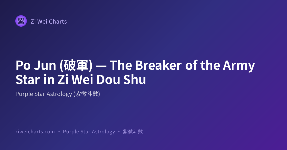 Po Jun (破軍) — The Breaker of the Army Star in Zi Wei Dou Shu